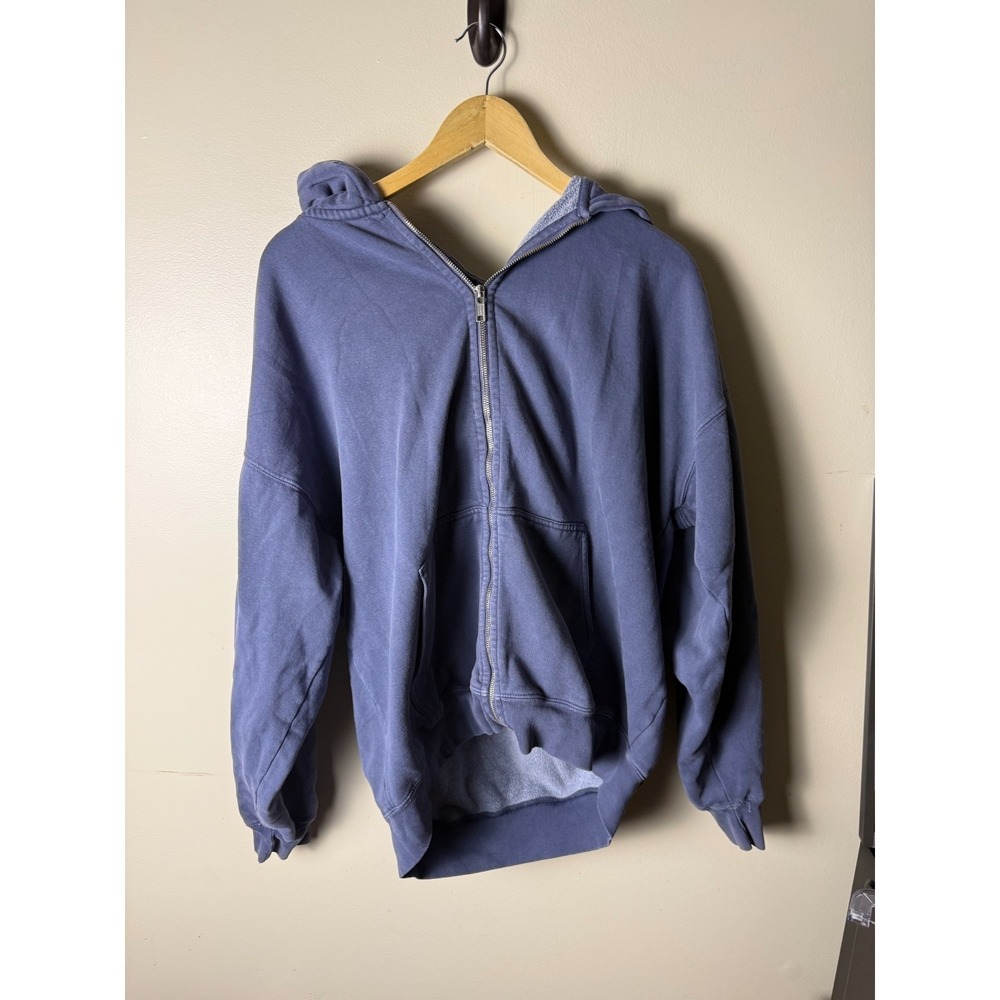 Brandy Melville Hoodie Womens One Size Blue Oversized Full Zip‎ Casual